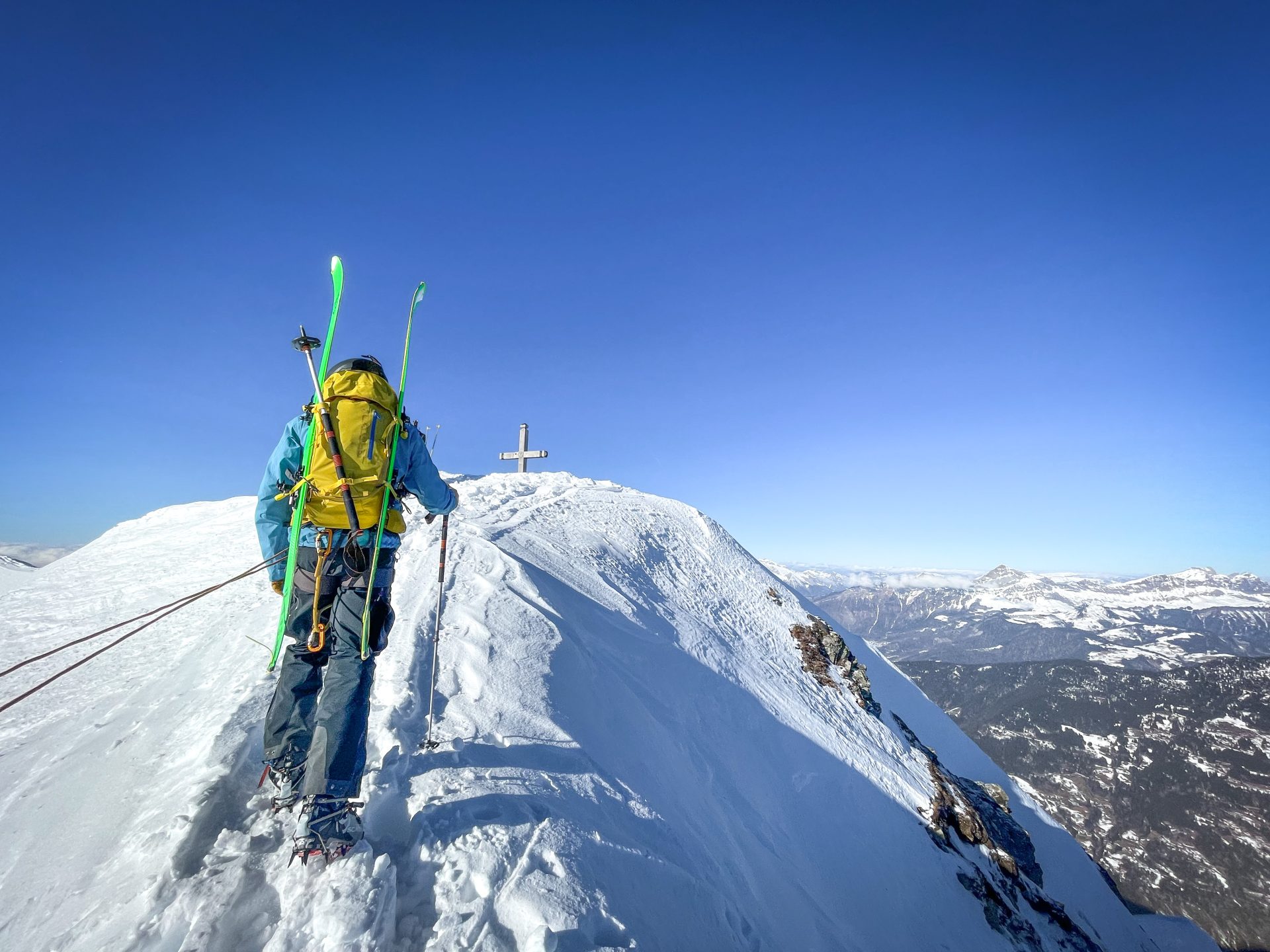 Ski randonnée alpinisme escalade Mont Mirantin Beaufortain arête nord est Vache Rouge ski freeski freeride