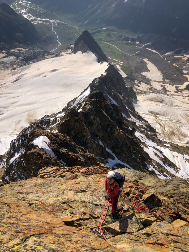 Alpinisme aiguille des Glaciers arête sud est petite Kuffner glacier des Glaciers bivouac Estelette glacier Estelette Lée Blanche