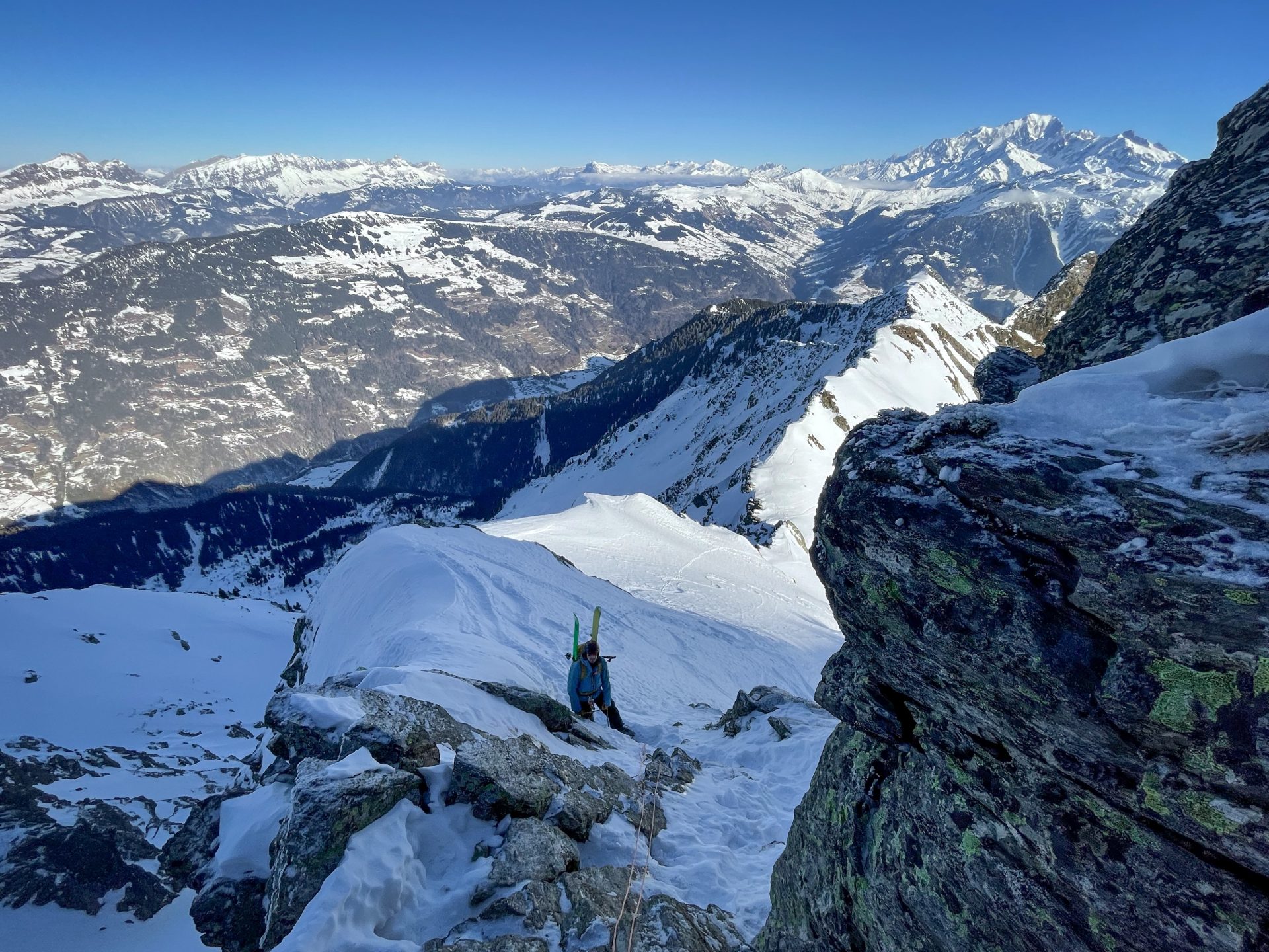 Ski randonnée alpinisme escalade Mont Mirantin Beaufortain arête nord est Vache Rouge ski freeski freeride