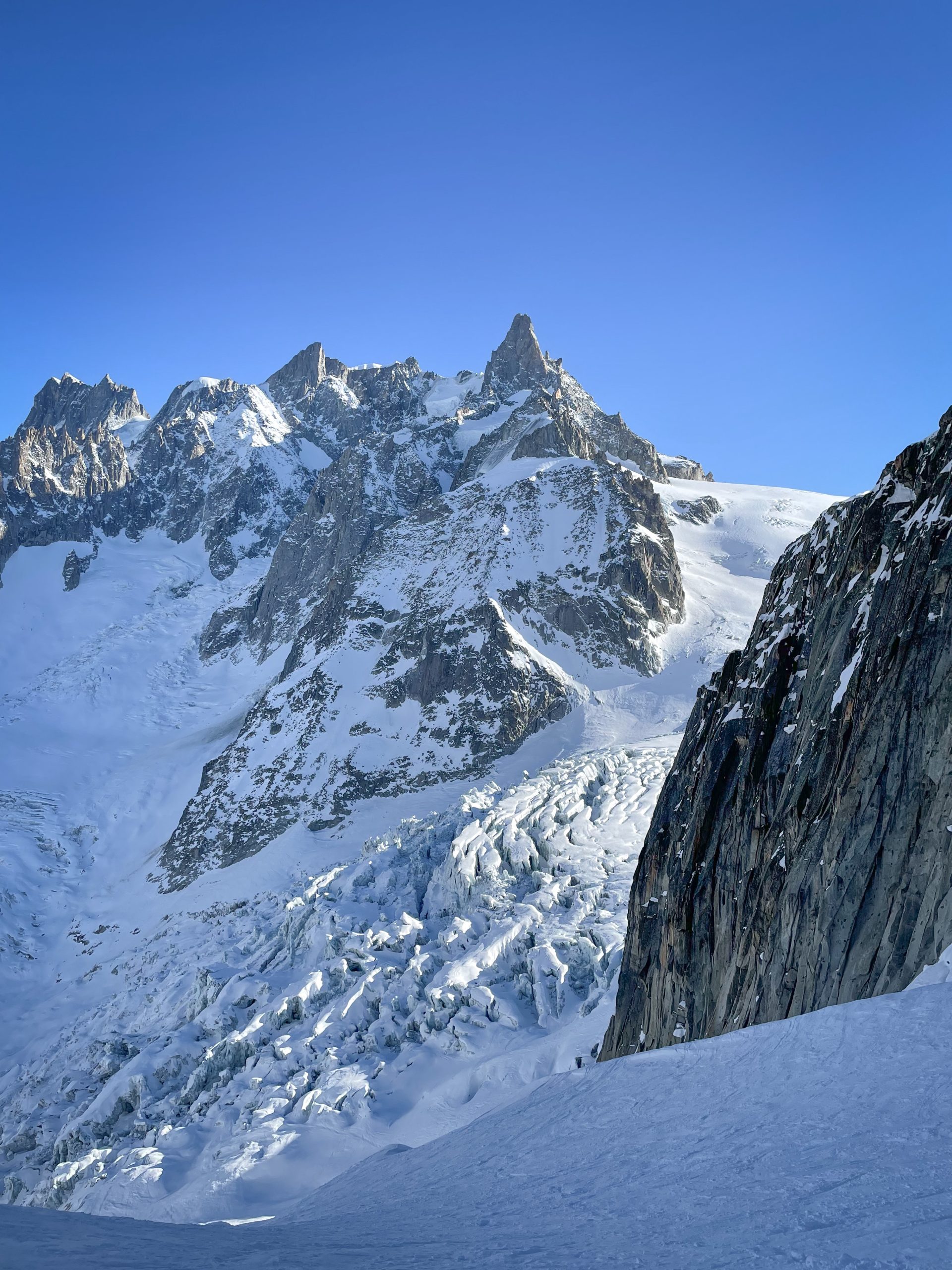 Ski randonnée alpinisme Mont Blanc massif Vallée Blanche aiguille du Midi envers du Plan freeride freeski