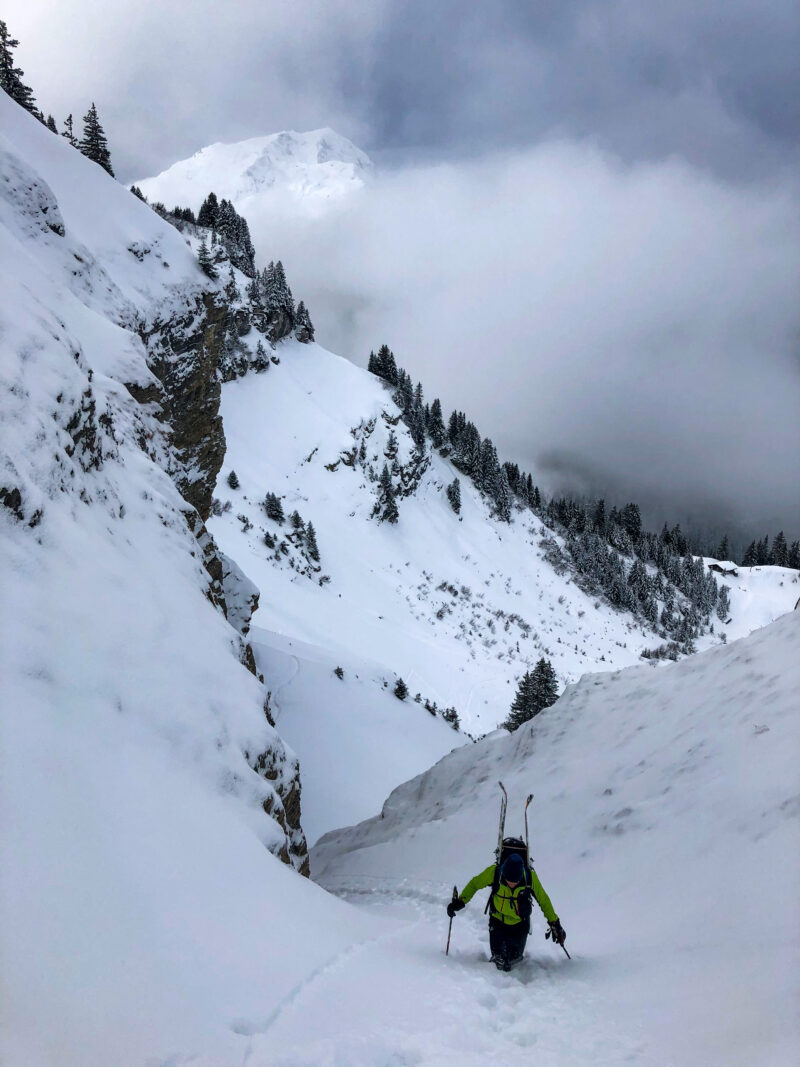 Couloir Sud Ouest Roche Parstire Lac de Roselend Roche Parstire Col du Pré ski de randonnée Beaufortain Arêches Beaufort