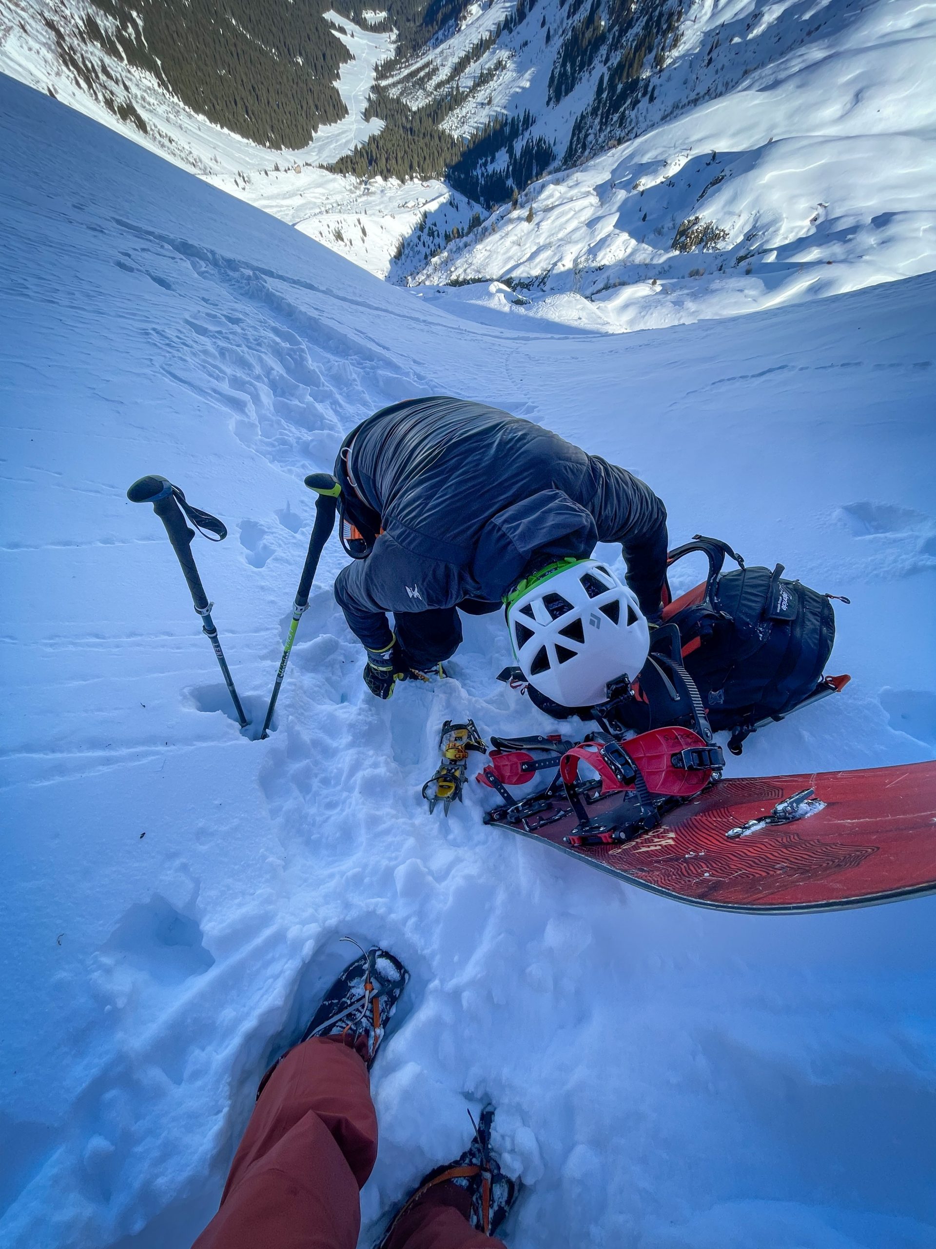 Beaufortain ski de randonnée splitboard couloir pente raide nord aiguilles Pennaz Contamines Val Monjoie